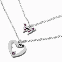 Colliers avec pendentifs papillons Mini & Mama best friends - Lot de 2