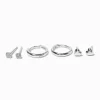 Créoles à charnière 8 mm et cœurs, clou rond 2 mm en zircon cubique couleur argentée C LUXE by Claire’s - Lot de 3