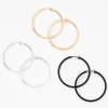 Créoles à clip 40 mm en métaux mixtes - Lot de 3