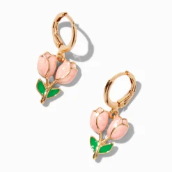 Créoles couleur dorée avec roses