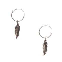 Créoles en argent avec plumes