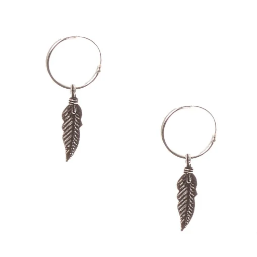 Créoles en argent avec plumes