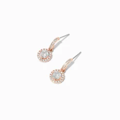 Créoles en halo avec zircon cubique couleur doré rose