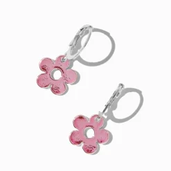 Créoles huggies marguerite anodisées roses