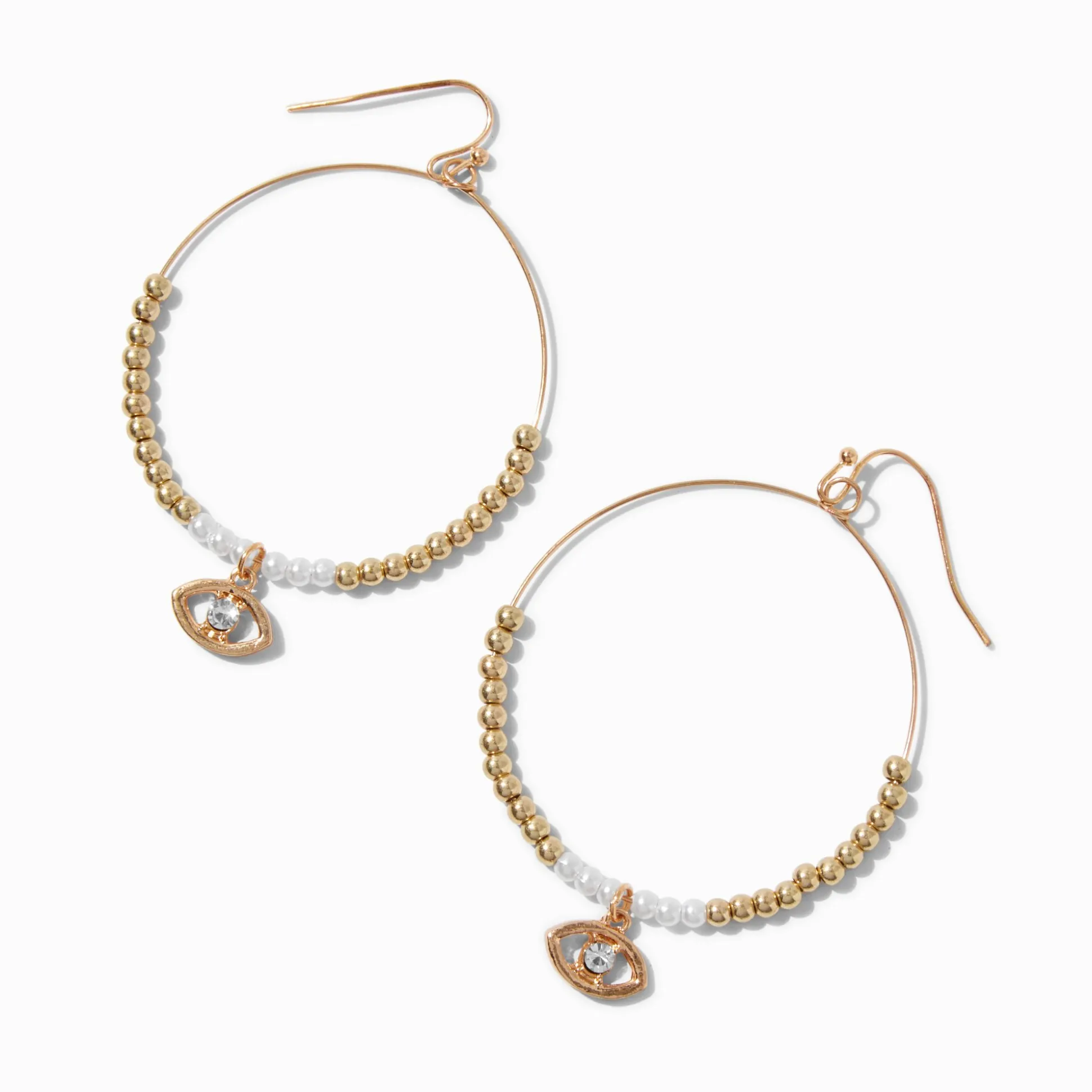 Créoles mauvais œil perlées couleur dorée