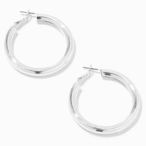 Créoles 40 mm tubulaires couleur argentée