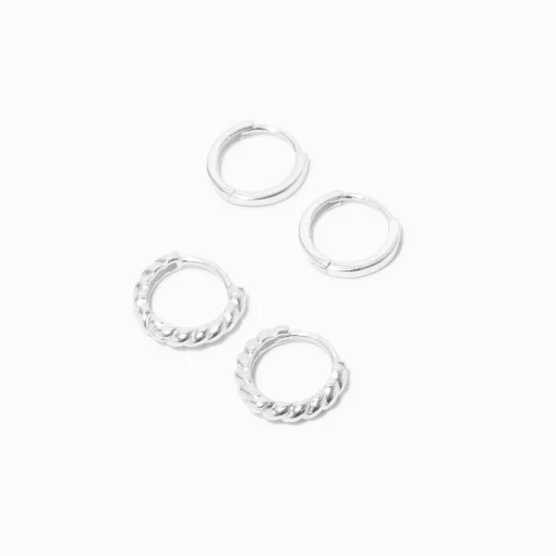 Créoles torsadées 8 et 10 mm couleur argentée C LUXE by Claire's - Lot de 2