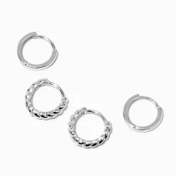 Créoles torsadées 8 et 10 mm couleur argentée C LUXE by Claire's - Lot de 2