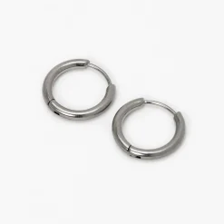 Créoles tubulaires 10 mm en titane couleur argentée - Collection C Luxe