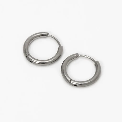 Créoles tubulaires 10 mm en titane couleur argentée - Collection C Luxe
