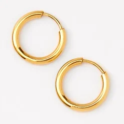 Créoles tubulaires 10 mm titane couleur dorée - Collection C Luxe