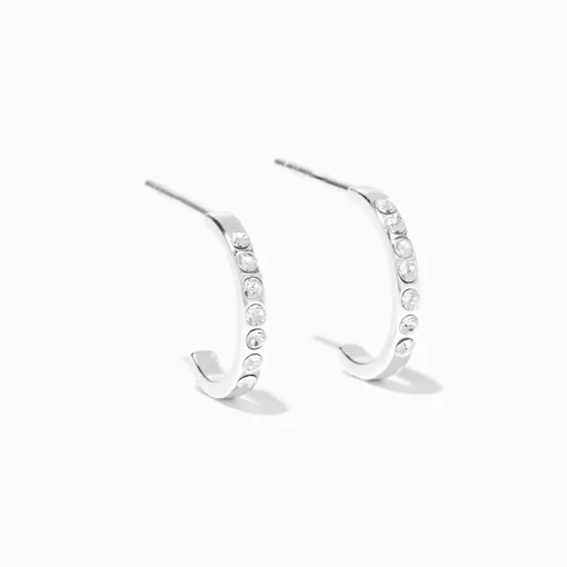 Demi-créoles strass en argent