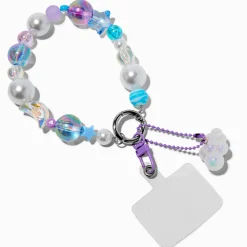 Dragonne pour portable perlée violette