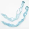 Extensions de cheveux synthétiques bouclés bicolores à clip bleu ciel - lot de 2