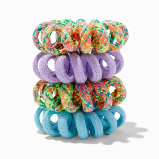 Fabric-Covered Spiral Hair Ties - 4 Pack