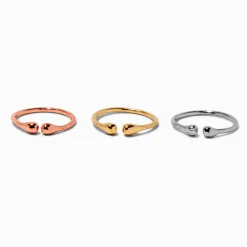 Faux anneau en acier inoxydable en métaux mixtes - Lot de 3
