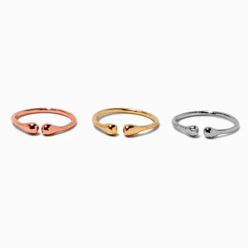 Faux anneau en acier inoxydable en métaux mixtes - Lot de 3