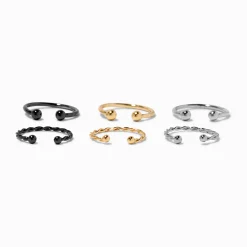Faux anneaux de nez délicats en métaux mixtes - Lot de 6