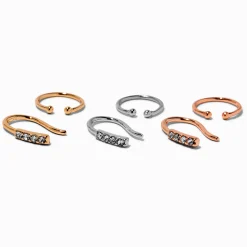 Faux anneaux de nez strass en métaux mixtes - Lot de 6