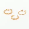 Faux anneaux de nez tressés en acier inoxydable couleur dorée - Lot de 3