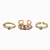 Faux anneaux de nez variés strass couleur dorée - Lot de 3
