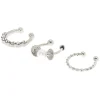 Faux anneaux pour cartilage perles d'imitation et strass couleur argentée - Lot de 3