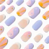 Faux ongles autocollants vegan stiletto icônes coucher de soleil - Lot de 24