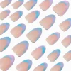 Faux ongles vegan amande courts style French manucure dégradé iridescent pastel - Lot de 24