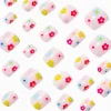 Faux ongles vegan autocollants carrés marguerite multicolores - Lot de 24