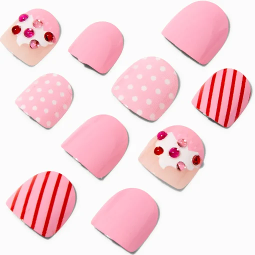Faux ongles vegan autocollants cupcake Claire's Club - Lot de 10
