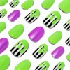 Faux ongles vegan autocollants stiletto fluo effet goutte - Lot de 24