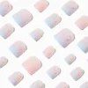 Faux ongles vegan autocollants carrés à paillettes avec dégradé bleu - Lot de 24