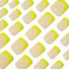 Faux ongles vegan carrés moyens French manucure jaunes - Lot de 24