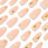 Faux ongles vegan en amande longs étoiles cœurs blancs - Lot de 24