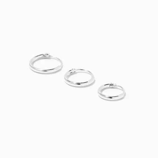 Faux piercings pour hélix boucle infinie 0,6 mm couleur argentée - Lot de 3