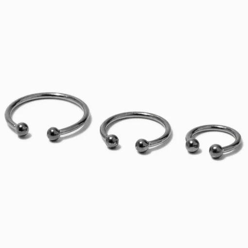 Faux anneaux de nez aux designs variés couleur argentée - Lot de 3