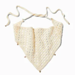 Foulard crochet crème breloques étoile de mer couleur dorée