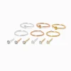 22G Mixed Metal Sterling Silver Nose Studs & Hoop - 12 Pack