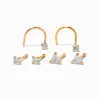 22G Mixed Metal Sterling Silver Mixed Crystal Nose Studs - 6 Pack