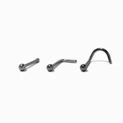 20G Silver-tone Titanium Ball Nose Studs - 3 Pack