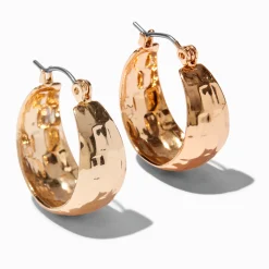Gold-tone Chunky Textured Hoop Earrings