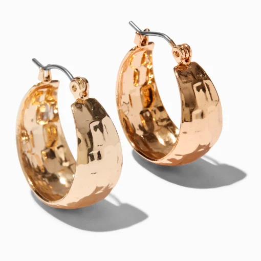 Gold-tone Chunky Textured Hoop Earrings