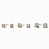 Gold-tone Cubic Zirconia 5mm, 6mm, & 7mm Round Stud Earrings - 3 Pack