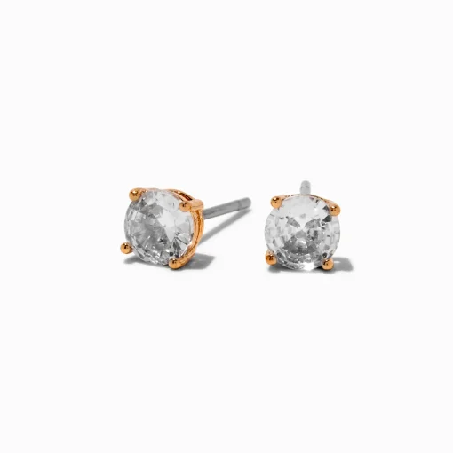 Gold-tone Cubic Zirconia 5mm Round Stud Earrings