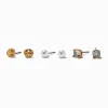 Gold-tone Cubic Zirconia Sand Dollar Stud Earrings - 3 Pack