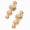 Gold-tone Layered Seashell Drop Earrings