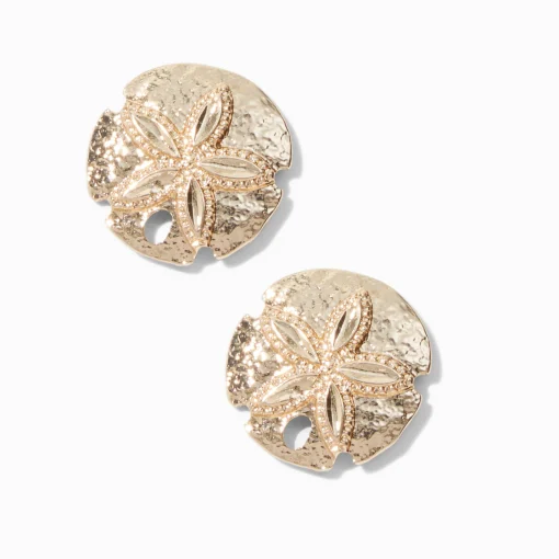 Gold-tone Sand Dollar Stud Earrings