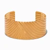 Gold-tone Thick Ribbed Cuff Bracelet
