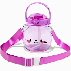 Gourde à bandoulière à tête de chat violette