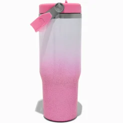 Gourde en acier inoxydable rose pailletée